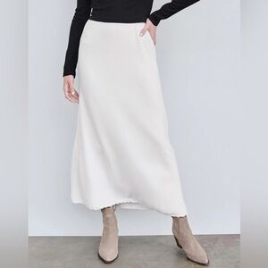 Stateside Cream Bias Cut Rib Knit Skirt